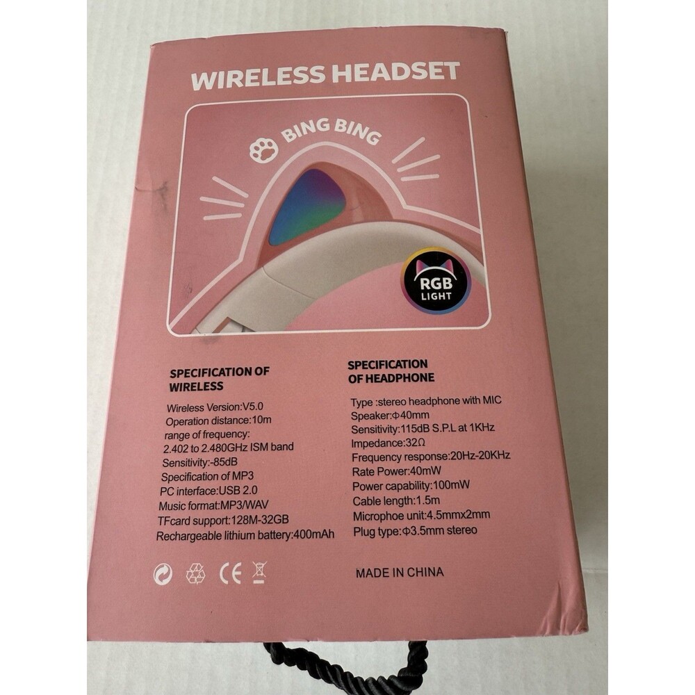 Headset Ear Bluetooth Headset B39 Ear Wireless Headset LED Flashing Pink New - Picture 8 of 10